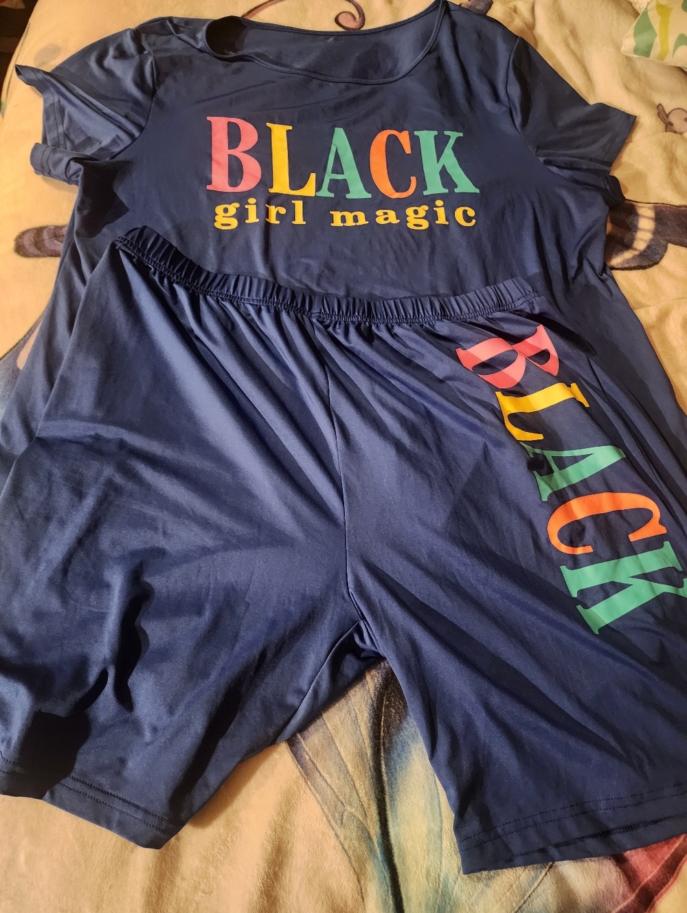 BLACK Girl Magic Navy Lounge Set with Multicolor Text